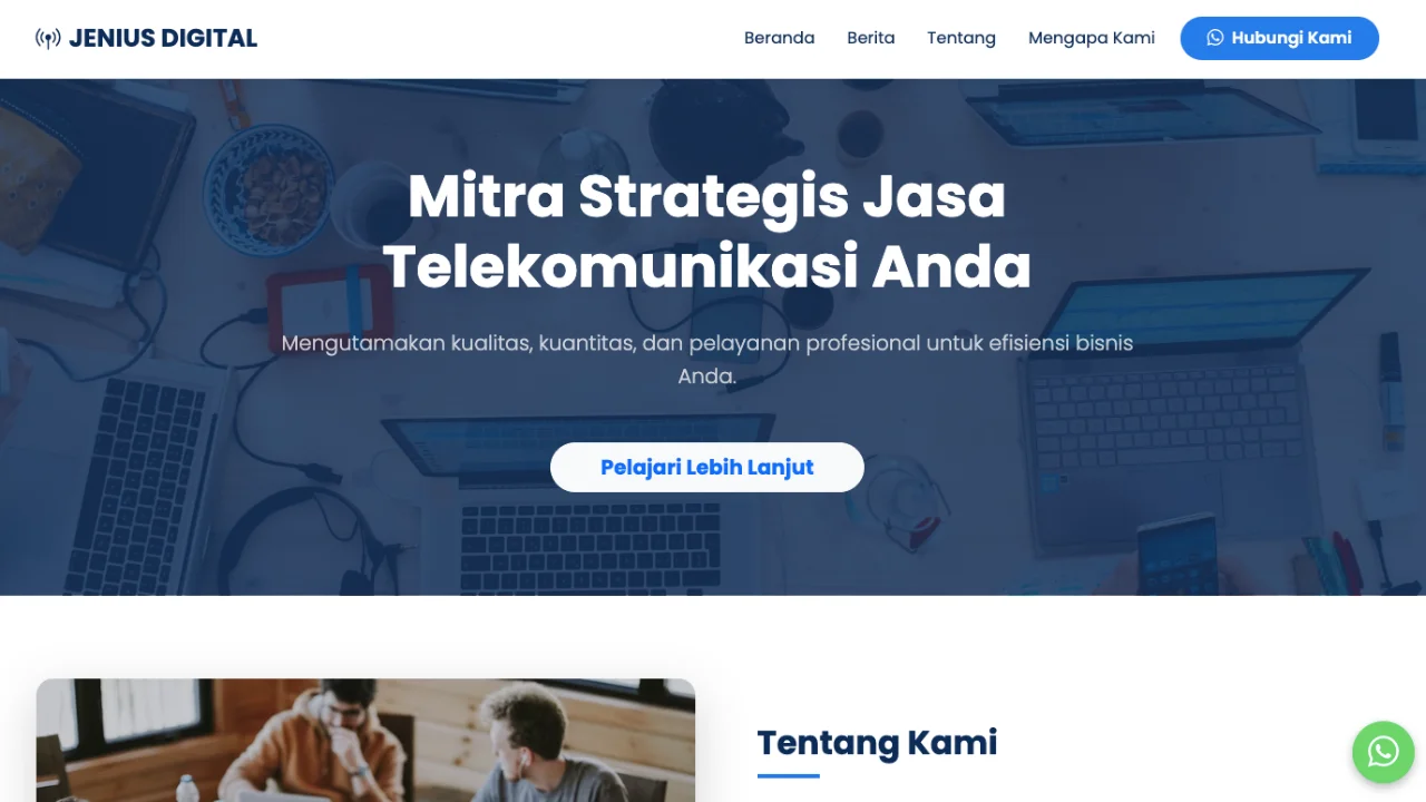 Case Study: Transformasi Digital PT Jenius Digital Network – Hadir Website Profesional Live dalam Hitungan Menit